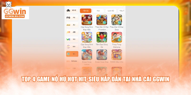 Top 4 game nổ hũ hot hit, siêu hấp dẫn tại nhà cái GGWIN